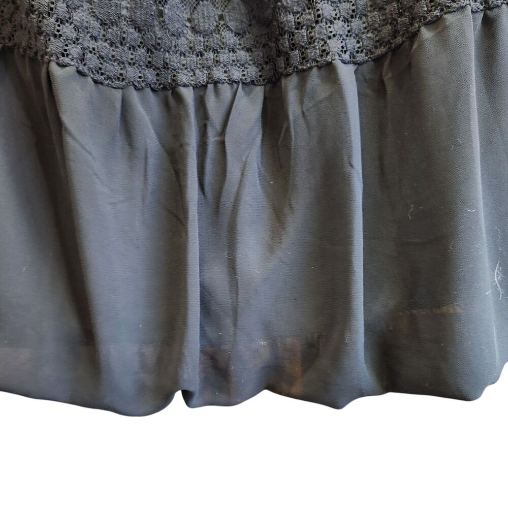 Melissa Paige Black Crochet Lace Chiffon Whimsigoth Boho Peasant Bubble Hem XLP - Picture 7 of 9